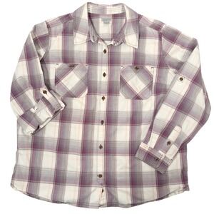 Carhartt Womens Lightweight Button Down Plaid Shirt XL Outdoor Sun Protection